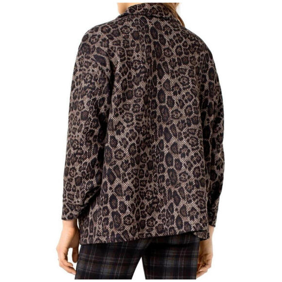 Liverpool Los Angeles Knit Shacket Blazer Jacket Brown Leopard Print Womens M - Picture 2 of 9